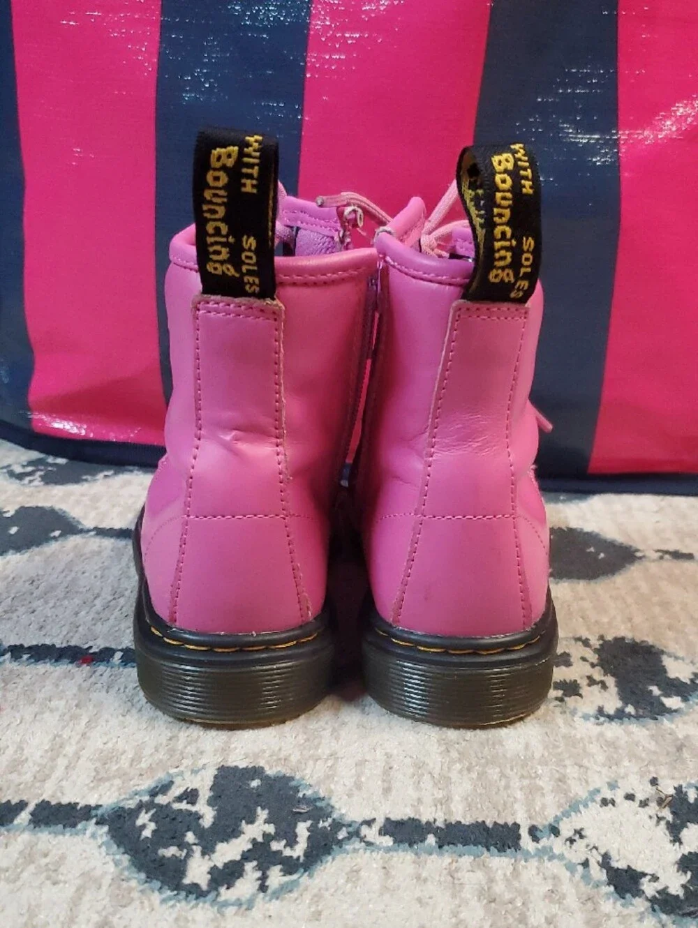 Dr. Martens Pink Lace-Up Kids Combat Boots